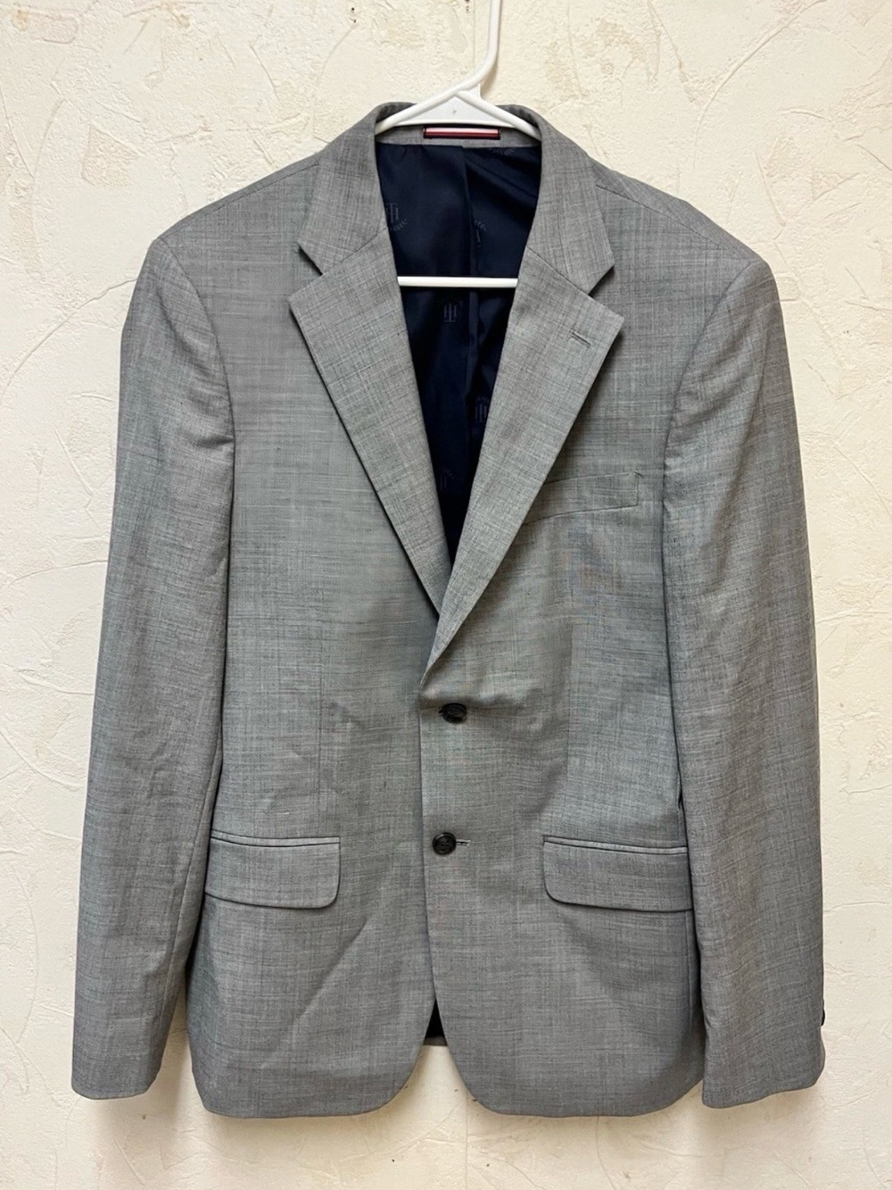 Tommy Hilfiger Mens Sportcoat Two Button Blazer Jacket, Grey, 38 R